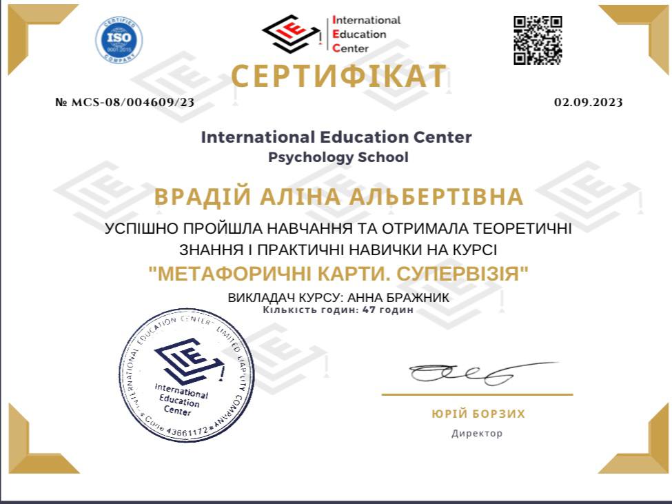 Сертифікат Аліни Врадій 16